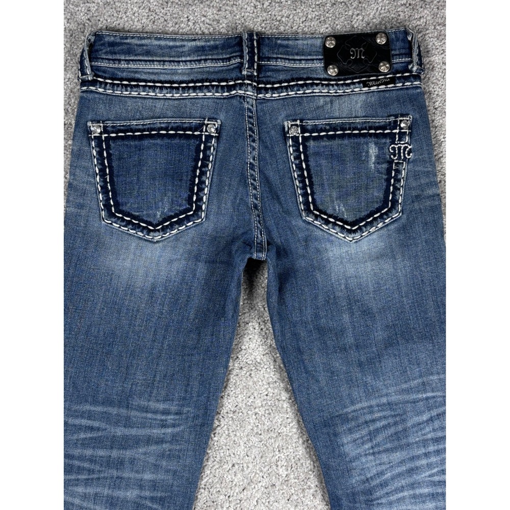 Miss Me Jeans Boyfriend Medium Wash Distressed Denim Womens 26 (30 Measured)